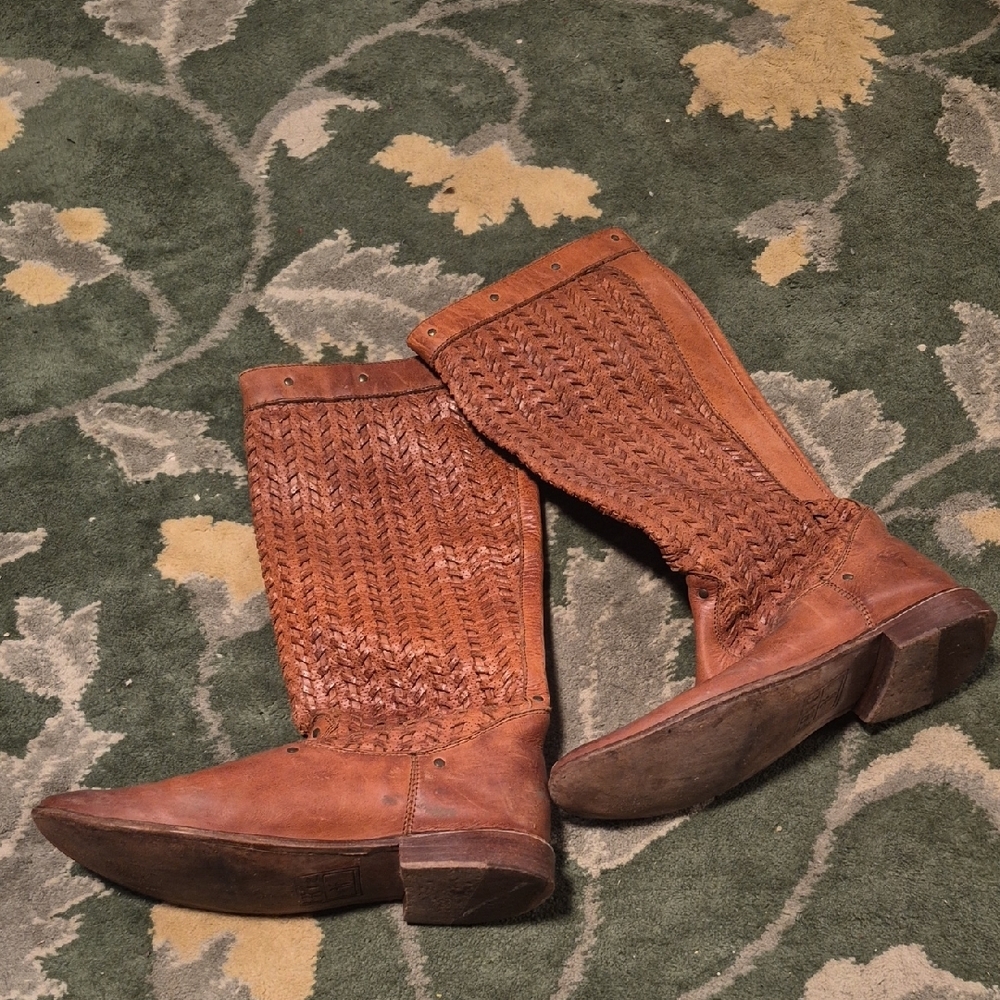 Frye Tan Lace Up Boots